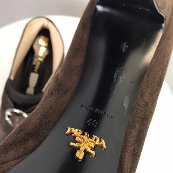 Prada Suede Heeled Booties with Front Buckle Size 10 - Picture 11 of 12